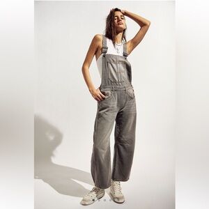 Free People Good Luck Barrel Overalls size L